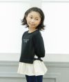 子供服 女の子 ロゴ＆リボン付きフリル裏毛トレーナー ブラック(00) モデル画像1