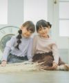 ベビー服 女の子 リブカットソーリボン付きドットチュールドッキングワンピース ピンク(02) モデル画像1