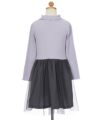 ベビー服 女の子 リブカットソーリボン付きドットチュールドッキングワンピース パープル(91) トルソー背面