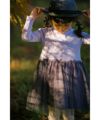 ベビー服 女の子 リブカットソーリボン付きドットチュールドッキングワンピース パープル(91) モデル画像3
