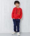 子供服 男の子 ショベルカー＆ロゴ刺繍　乗り物シリーズ　裏毛 レッド(03) モデル画像2