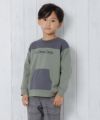 子供服 男の子 ロゴプリント＆カンガルーポケット裏毛トレーナー カーキ(82) モデル画像2