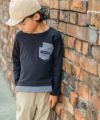 子供服 男の子 綿100％ポケットつき重ね着風Tシャツ ブラック(00) モデル画像アップ