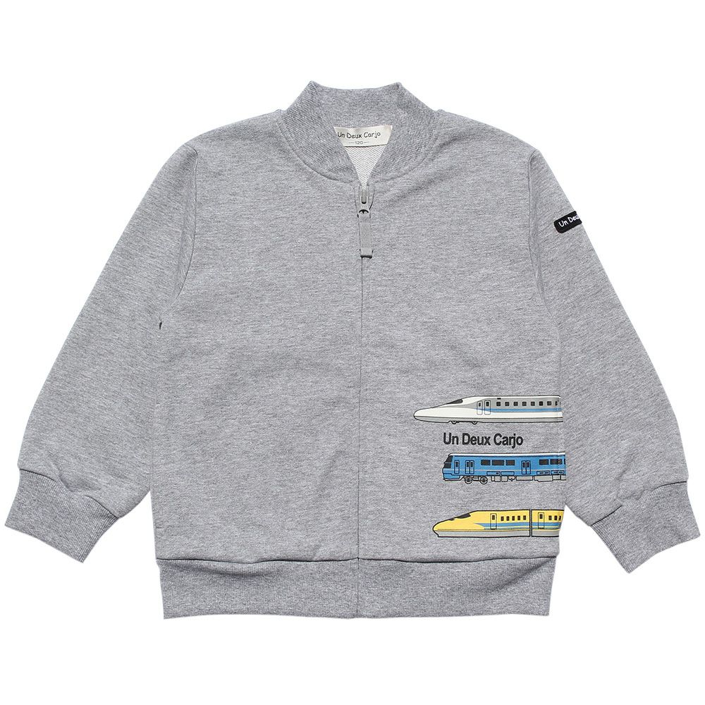 子供服 男の子 電車プリント乗り物シリーズ毛ジップアップジャケット 杢ｸﾞﾚｰ(92) 正面