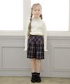 子供服 女の子 リブハイネックインナーTシャツ オフホワイト(11) モデル画像全身