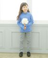 子供服 女の子 リブハイネックインナーTシャツ ブルー(61) モデル画像全身