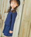 子供服 女の子 ダブルニットリボン付きキュロットパンツ ネイビー(06) モデル画像1