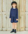 子供服 女の子 ダブルニットリボン付きキュロットパンツ ネイビー(06) モデル画像2