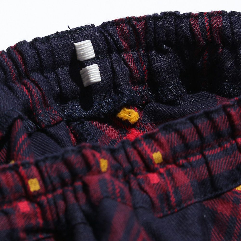 子供服 女の子 チェック柄ギャザーキュロットパンツ レッド(03) デザインポイント2