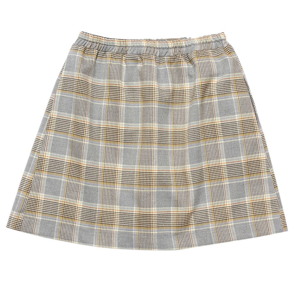 子供服 女の子 チェック柄ラップスカート グレー(09) 背面