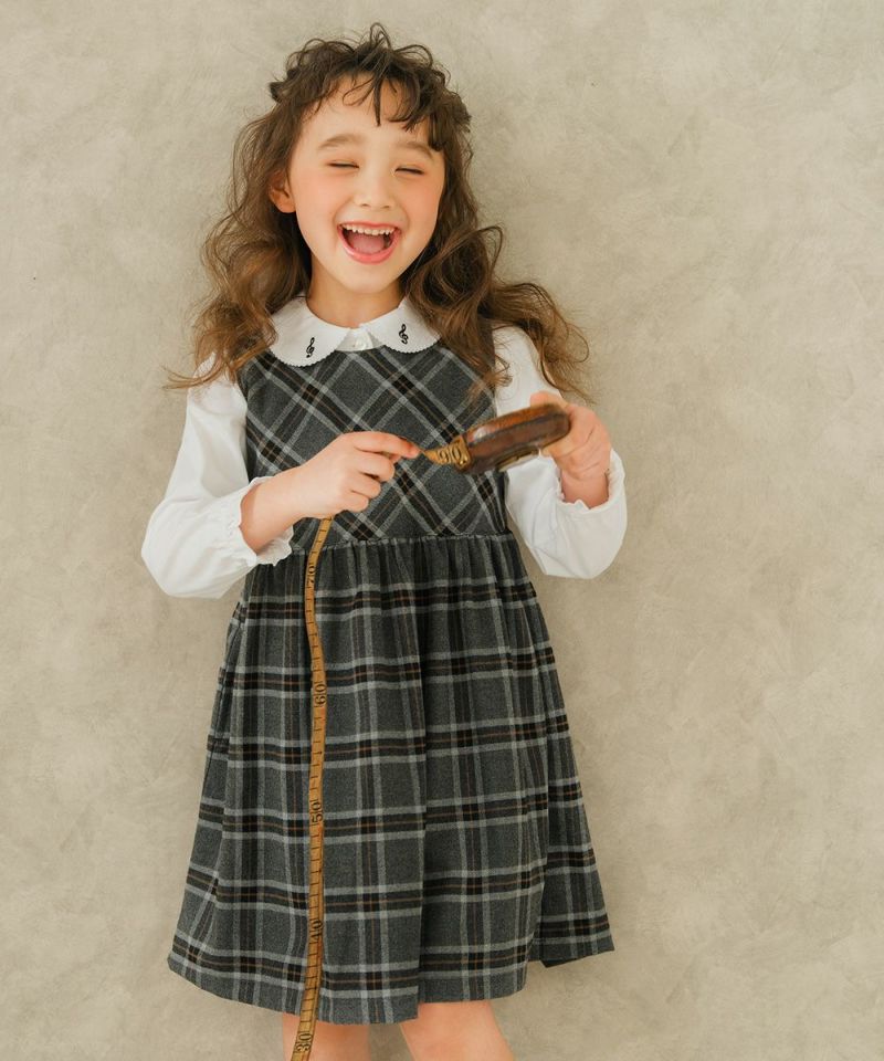 子供服 女の子 チェック柄ギャザーワンピース