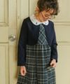 子供服 女の子 チェック柄ギャザーワンピース グレー(09) モデル画像4