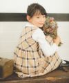 子供服 女の子 チェック柄ギャザーワンピース ベージュ(51) モデル画像3
