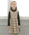 子供服 女の子 チェック柄ギャザーワンピース ベージュ(51) モデル画像4
