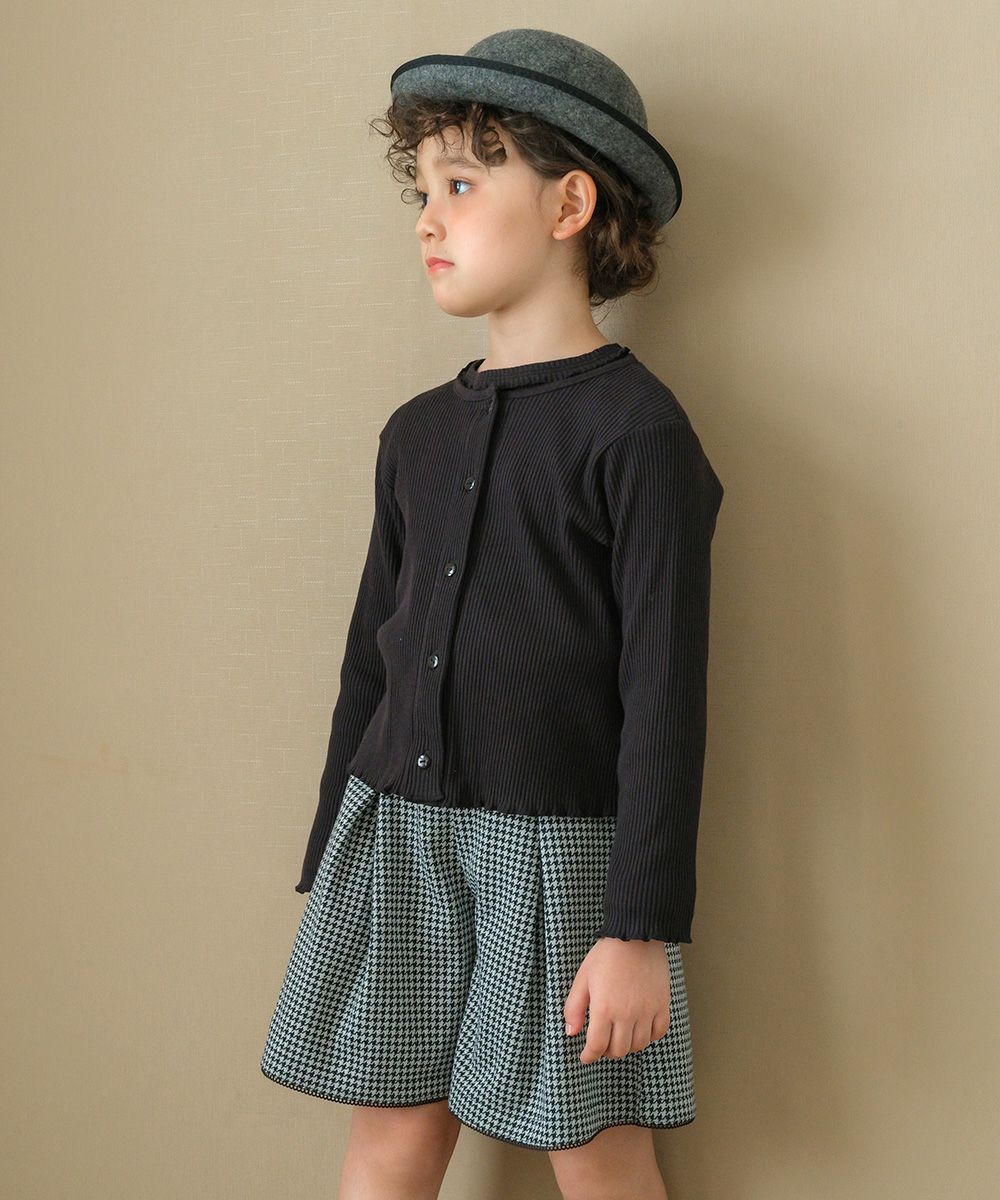 ベビー服 女の子 バックリボン付きリブニットカーディガン ブラック(00) モデル画像アップ