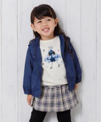 ベビー服 女の子 フリル＆フードつきエステルジップアップパーカージャケット ネイビー(06) モデル画像4