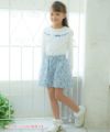 子供服 女の子 日本製綿100％花柄キュロットパンツ ブルー(61) モデル画像全身