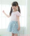 子供服 女の子 日本製綿100％花柄キュロットパンツ ブルー(61) モデル画像2
