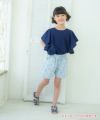 子供服 女の子 日本製綿100％花柄キュロットパンツ ブルー(61) モデル画像3