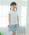 子供服 女の子 日本製綿100％花柄キュロットパンツ ブルー(61) モデル画像4
