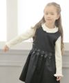 子供服 女の子 綿100％レース付きタートルネックTシャツ オフホワイト(11) モデル画像1