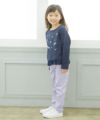 子供服 女の子 スーパーストレッチ素材リボン付きフルレングスロングパンツ パープル(91) モデル画像2
