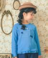 こども服 子ども服 子供服 女の子 リボン＆お花モチーフ＆フリル付きロゴプリントTシャツ かわいい ブルー(61) モデル画像1