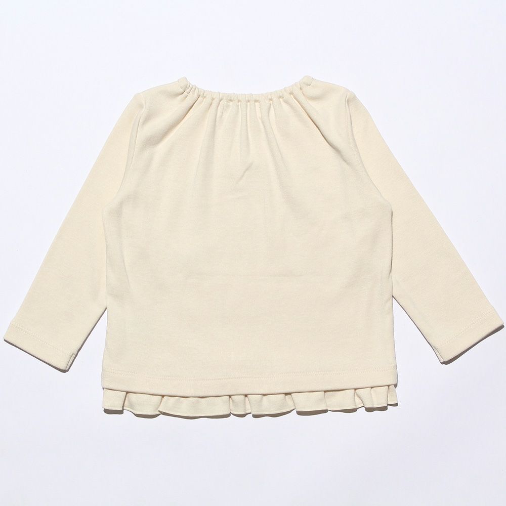 ベビー服 女の子 ベビーサイズリボン＆お花モチーフ＆フリル付きロゴプリントTシャツ アイボリー(12) 背面