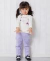 ベビー服 女の子 ベビーサイズリボン＆お花モチーフ＆フリル付きロゴプリントTシャツ アイボリー(12) モデル画像3