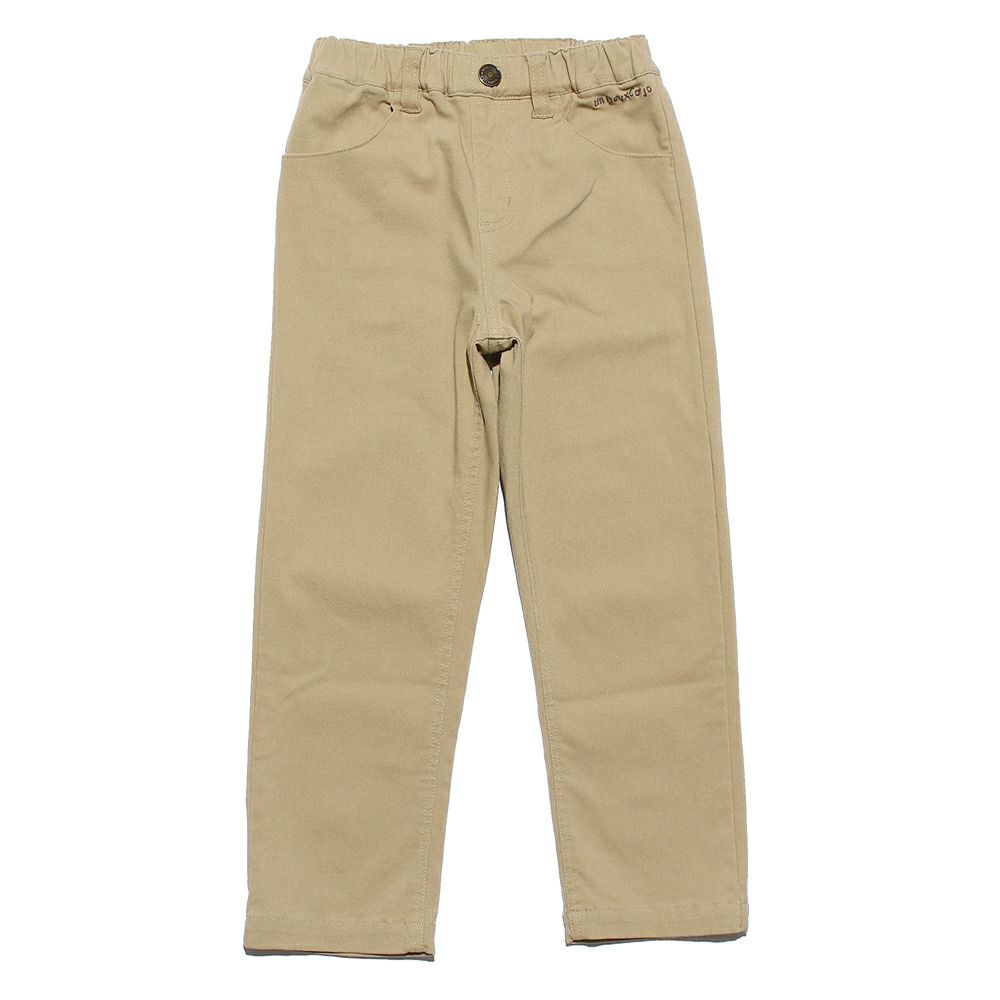 ベビー服 男の子 スーパーストレッチロゴ刺繍フルレングスツイルパンツ ベージュ(51) 正面