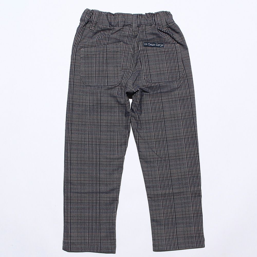 ベビー服 男の子 チェック柄あったか裏起毛フルレングスストレッチパンツ ブルー(61) 背面