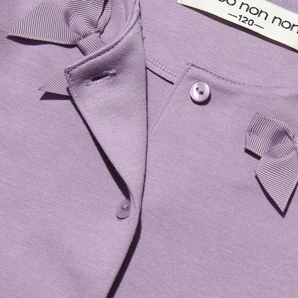 子供服 女の子 リボン付きダブルニットカーディガン パープル(91) デザインポイント2