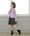 子供服 女の子 リボン付きダブルニットカーディガン パープル(91) モデル画像2