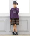 子供服 女の子 日本製チェック柄キュロットパンツ ブラック(00) モデル画像全身