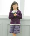 子供服 女の子 お花刺繍微起毛素材ボタン開きカーディガン パープル(91) モデル画像2