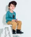 子供服 男の子 恐竜刺繍動物シリーズTシャツ グリーン(08) モデル画像