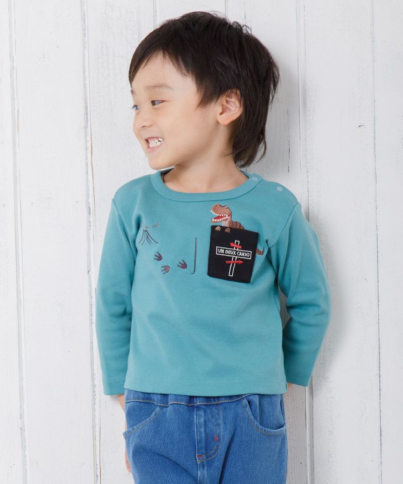ベビーサイズ恐竜刺繍動物シリーズTシャツ