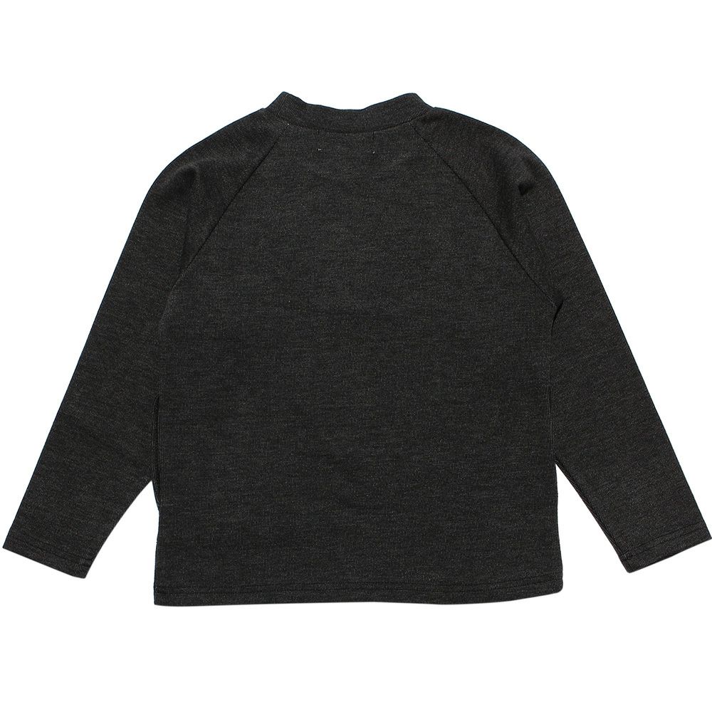 子供服 男の子 ロゴ刺繍ラグラン袖ポケットつきトレーナー ブラック(00) 背面