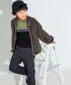 子供服 男の子 スーパーストレッチツイル素材ロゴ刺繍ロングパンツ チャコールグレー(93) モデル画像1