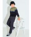 子供服 男の子 スーパーストレッチツイル素材ロゴ刺繍ロングパンツ チャコールグレー(93) モデル画像2