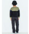 子供服 男の子 スーパーストレッチツイル素材ロゴ刺繍ロングパンツ チャコールグレー(93) モデル画像3