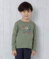 子供服 男の子 綿100％働く車＆ロゴプリント乗り物シリーズTシャツ カーキ(82) モデル画像アップ