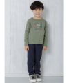 子供服 男の子 綿100％働く車＆ロゴプリント乗り物シリーズTシャツ カーキ(82) モデル画像全身