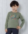 子供服 男の子 綿100％働く車＆ロゴプリント乗り物シリーズTシャツ カーキ(82) モデル画像1