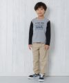 子供服 男の子 綿100％電車＆ロゴプリント乗り物シリーズTシャツ 杢ｸﾞﾚｰ(92) モデル画像全身