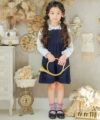 子供服 女の子 ダブルニットリボン付きギャザーワンピース ネイビー(06) モデル画像