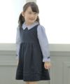 子供服 女の子 ダブルニットリボン付きギャザーワンピース ネイビー(06) モデル画像アップ