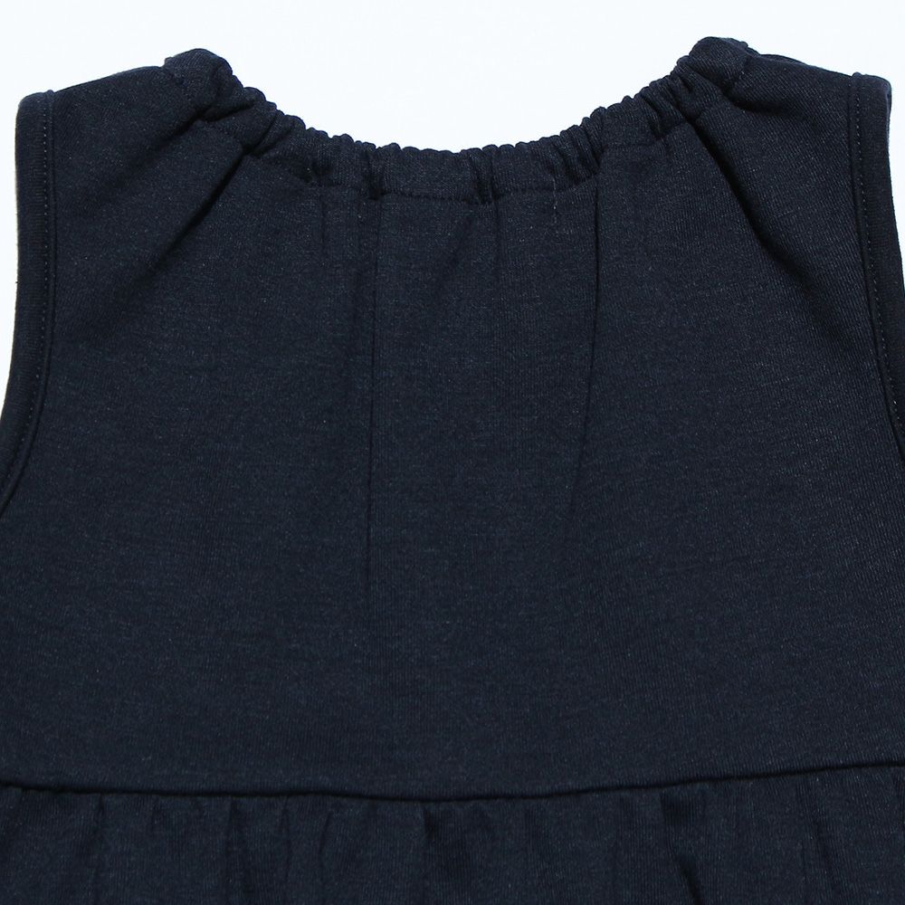 ベビー服 女の子 ベビーサイズダブルニットリボン付きギャザーワンピース ネイビー(06) デザインポイント2