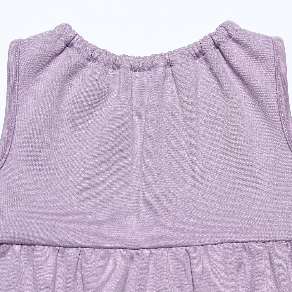 ベビー服 女の子 ベビーサイズダブルニットリボン付きギャザーワンピース パープル(91) デザインポイント2