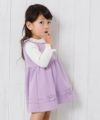 ベビー服 女の子 ベビーサイズダブルニットリボン付きギャザーワンピース パープル(91) モデル画像1